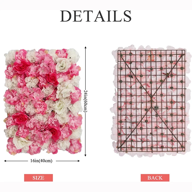 Artificial Flower Walls for Decoration Pink Silk Flowers Panel Christmas Birthday Party Backdrop Home Decor Wedding Flores