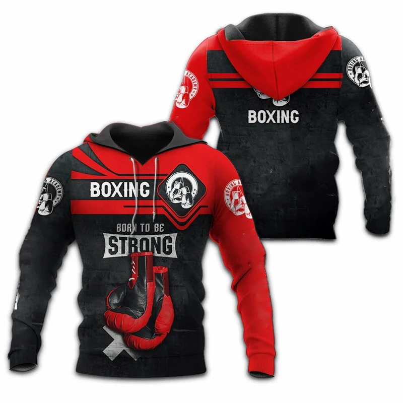 Boxing Fitness Hoodie Men's Training Clothing 3d Printed Pullover Sweatshirt Cool Pattern Fight Dog Animal Oversized Hoodies