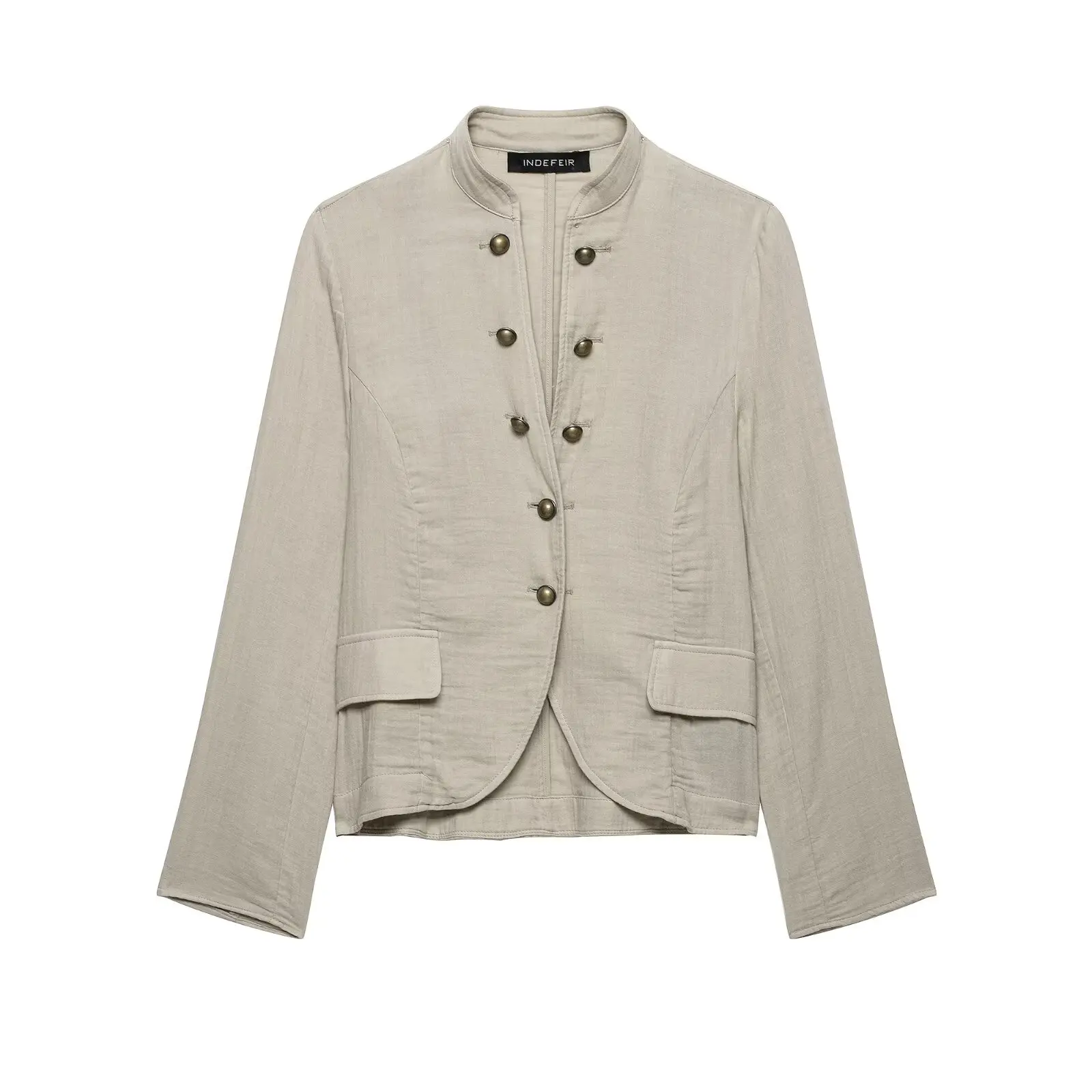 2026 Spring Round Neck Blazer Coats Women Long Sleeve Metal Buttons Casual Streetwear Outerwear Fashion Chic Jacket view 3