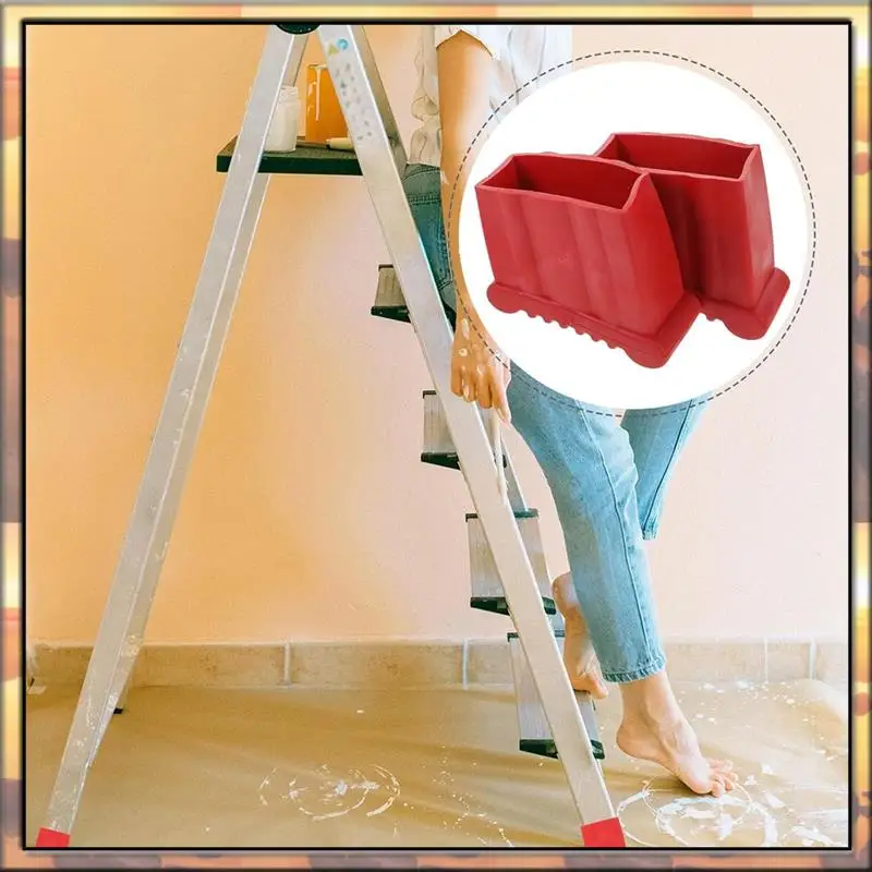 AS59 4Pcs Non-Slip Folding Ladder Feet Mat, Rubber Stair Foot Pads & Covers, Anti-Skid Ladder Leg Cushion Bumper