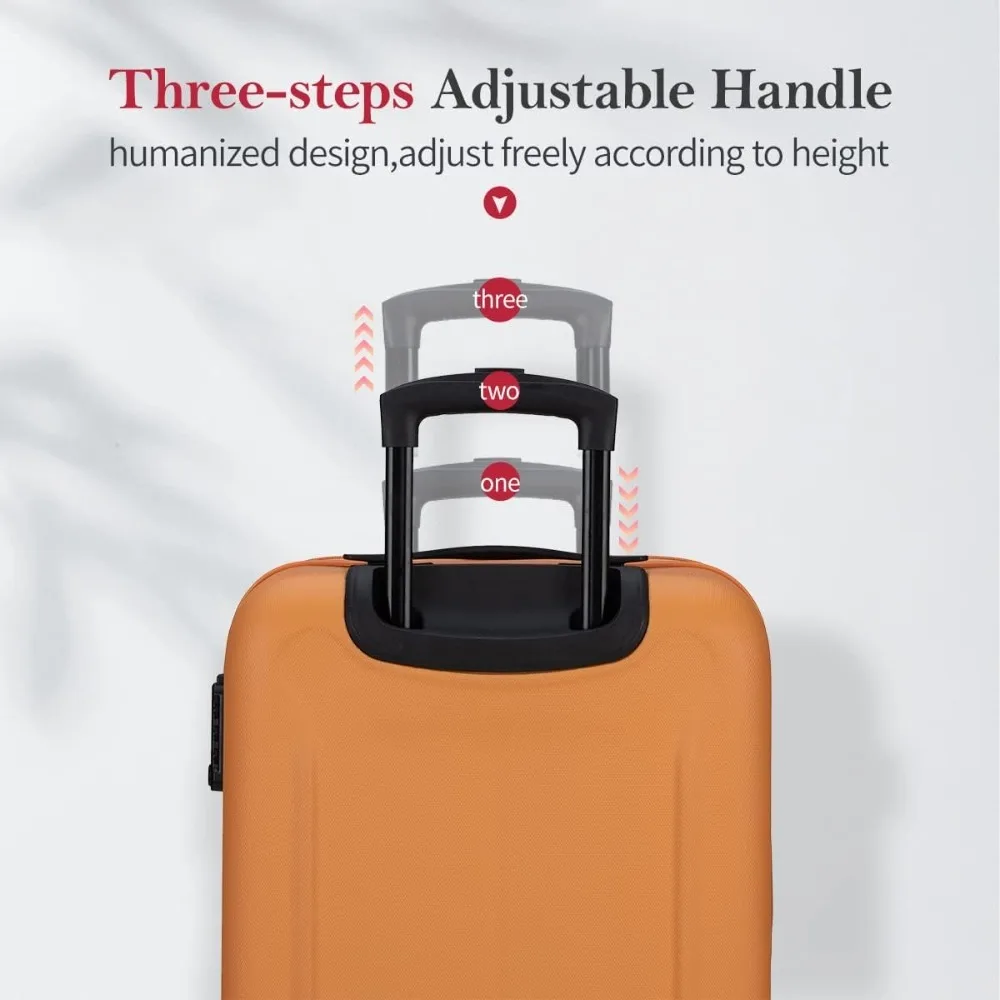 Luggage Sets 3 Pieces Carry on Suitcase Hardshell Lightweight Travel with Double Spinner Wheels Locks TSA Approved (Orange)