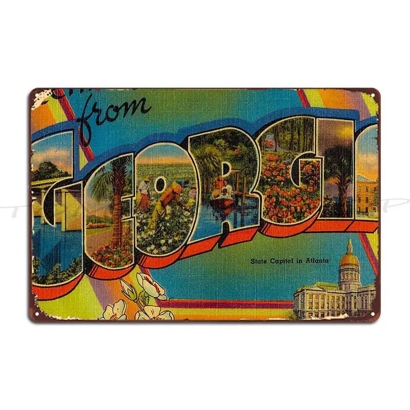 Georgia Sakartvelo 1960s Soviet Poster Metal Plaque Poster Plaques Wall Plaque Living Room Retro Design  Tin Sign Poster