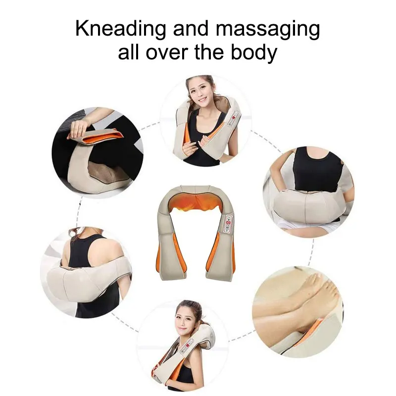 3D Electric U Shape Neck Massage Shawl Infrared Heat Kneading Back Massage Shoulder Shiatsu Massager Home Car Use Massager