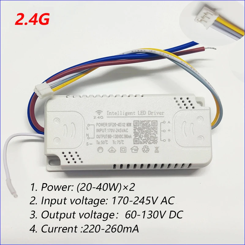 Intelligent LED Driver (20-40W)X2 (30-50W)X2 (40-60W)X2 (50-70W)X2 (60-80W)X2 APP and 2.4G remote control LED transformer.