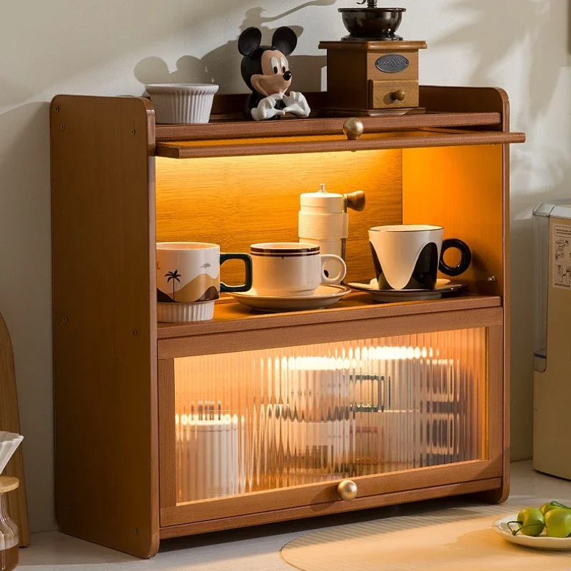 

Portable Multi-functional Side Cabinet Desktop Storage Cabinet Kitchen Cup Coffee Countertop Glass Storage Cabinet