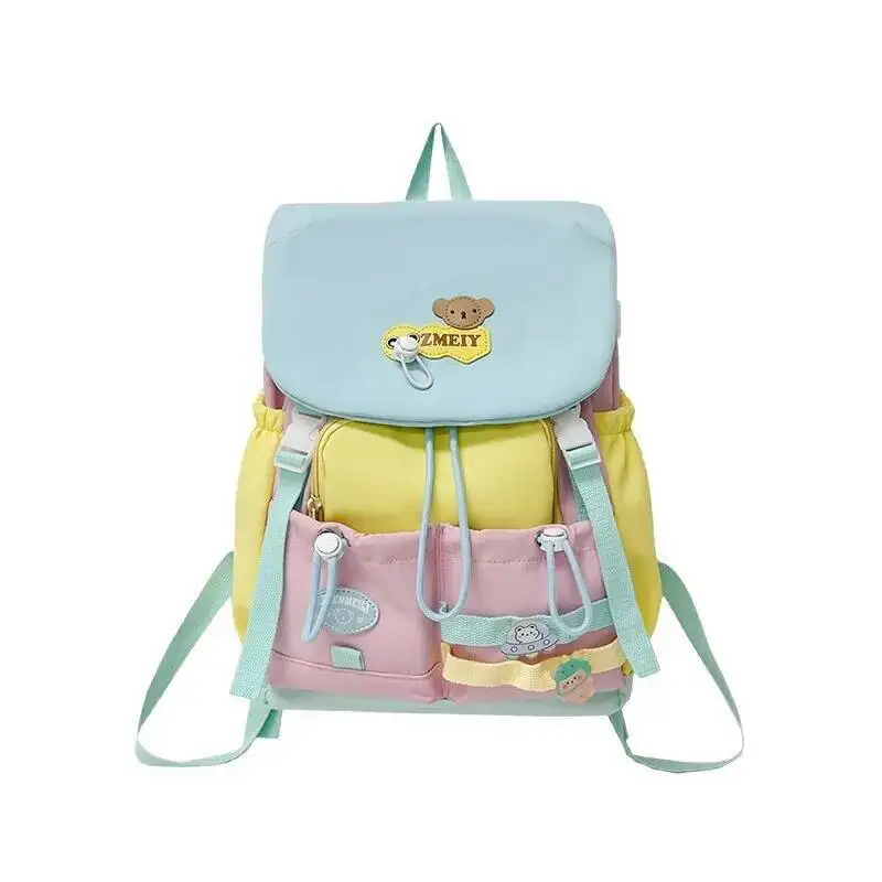 حقيبة ظهر مدرسية لطيفة من الدوبامين عالية القيمة للفتيات في المدرسة المتوسطة والثانوية، كتلة ألوان كبيرة