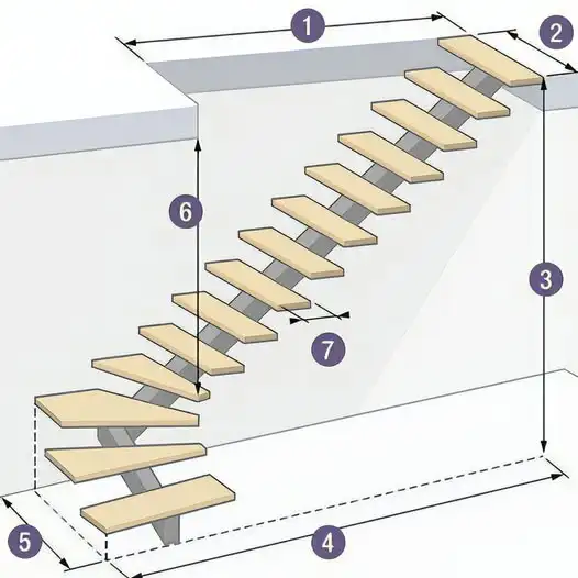 Personalizzazione Fornitore cinese Scala personalizzata Scale galleggianti Scale interne dritte Scale interne