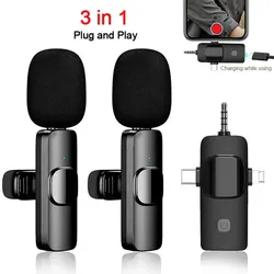 3 In 1 Wireless Lapel Microphone Tie Buttonhole Professional Mini Lavalier Mic For Mobile Cell Phone Iphone Youtube Recording