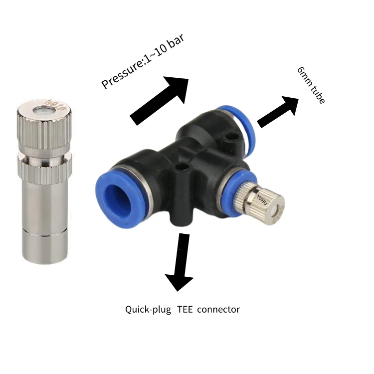 Misting Cooling System Low Pressure Atomizing Nozzles 6mm Slip lock Quick Connectors Humidify Watering Landscapingc Sprayer 1 Pc
