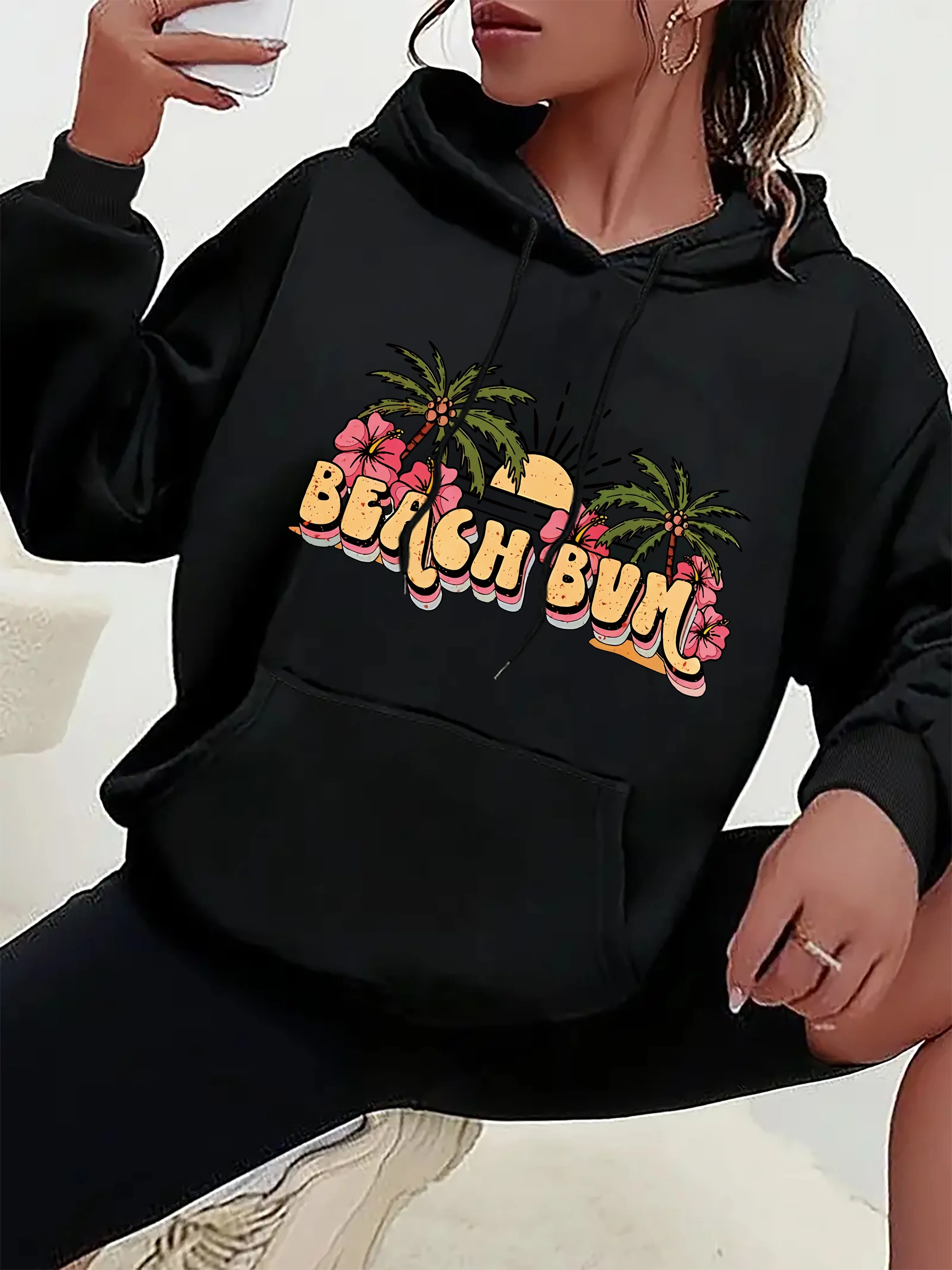 

Beach Graphic Printing Autumn and Winter Pure Cotton Men's and Women's Hoodies Casual Outdoor Street Sports Training Brand Trend