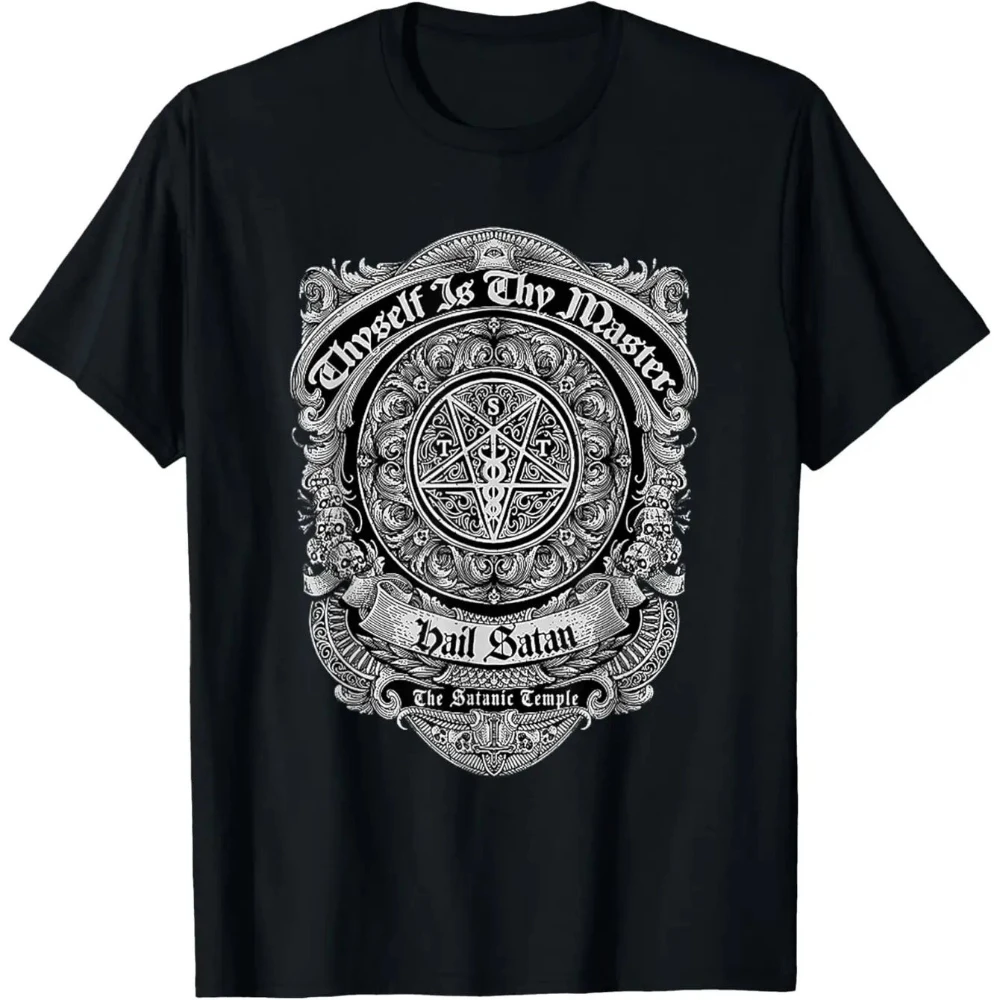 Satan Temple Gothic T-Shirt - Heavyweight 100% Occult Symbol Shirt with Pentagram Baphomet and 7793322911 Numbers Unisex