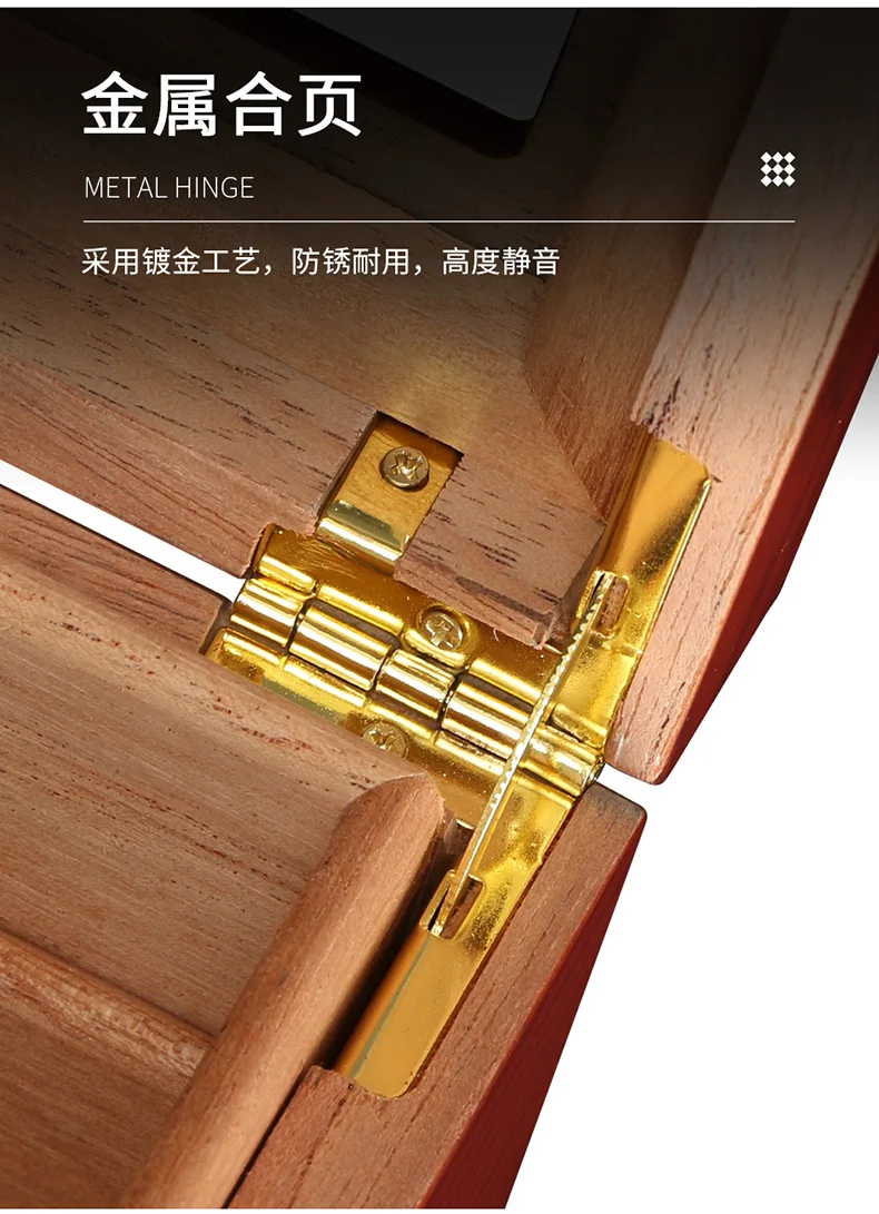 High-end large-capacity cigar box, sunroof, classic cigar household light luxury cedar wood cigar case.