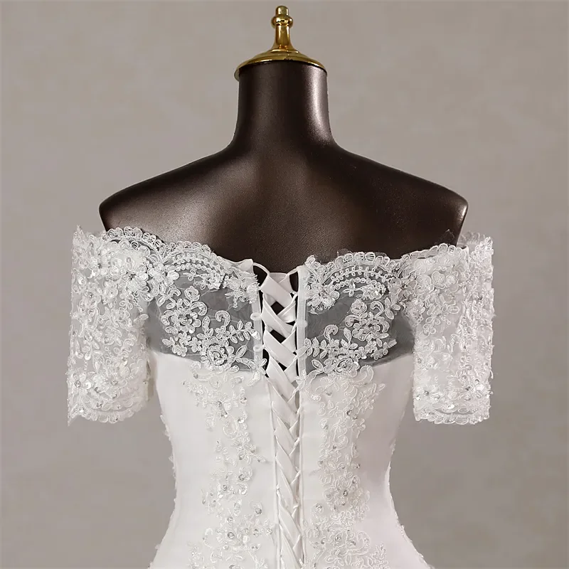 Robe de mariée sirène perlée à paillettes en dentelle, robe de mariée blanche élégante, appliques caraco, longueur au sol, robe de mariée éducative