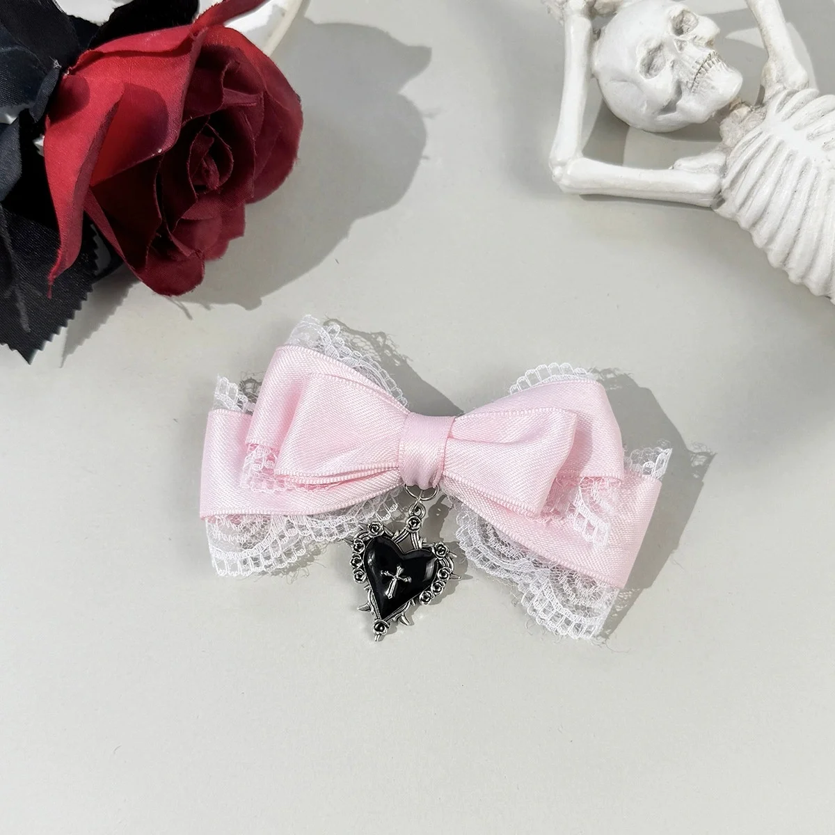 1/3 Stück Haarspange im Gothic-Lolita-Stil, schwarze Schleife, modische Haarspangen für Mädchen, hochwertiger Kopfschmuck – Detail 7