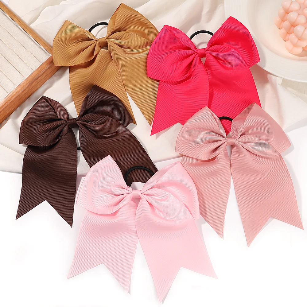 1pcs Solid Color Big Bows with Elastic Hair Ties for Girls Ribbon Bowknot Hair Band Rubber Band Headwear Kids Hair Accessories