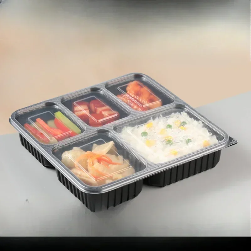 Disposable three grid four grid five six grid lunch box, thickened fast food box, set meal box, packing bowl, takeaway tableware