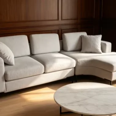 &Modern Light Gray Fabric Modular Sectional Sofa Set with Sponge Filling Curved Chaise Lounge for Living & Family Activity Rooms