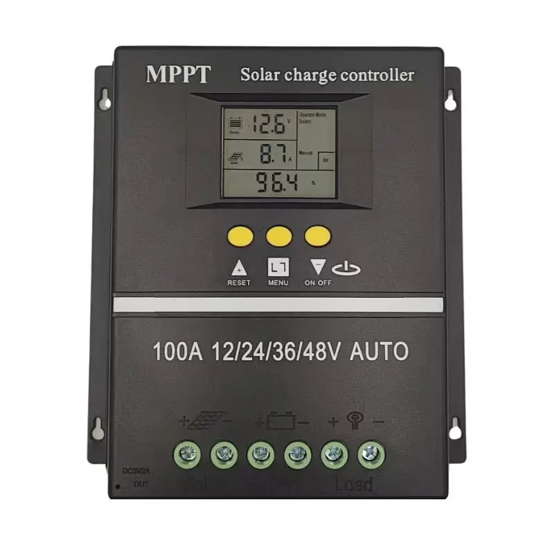 100A 80A 60A Solar Charge Controller 12V 24V 36V 48V Solar Panel Lead Acid/Lithium Battery Regulator Dual USB