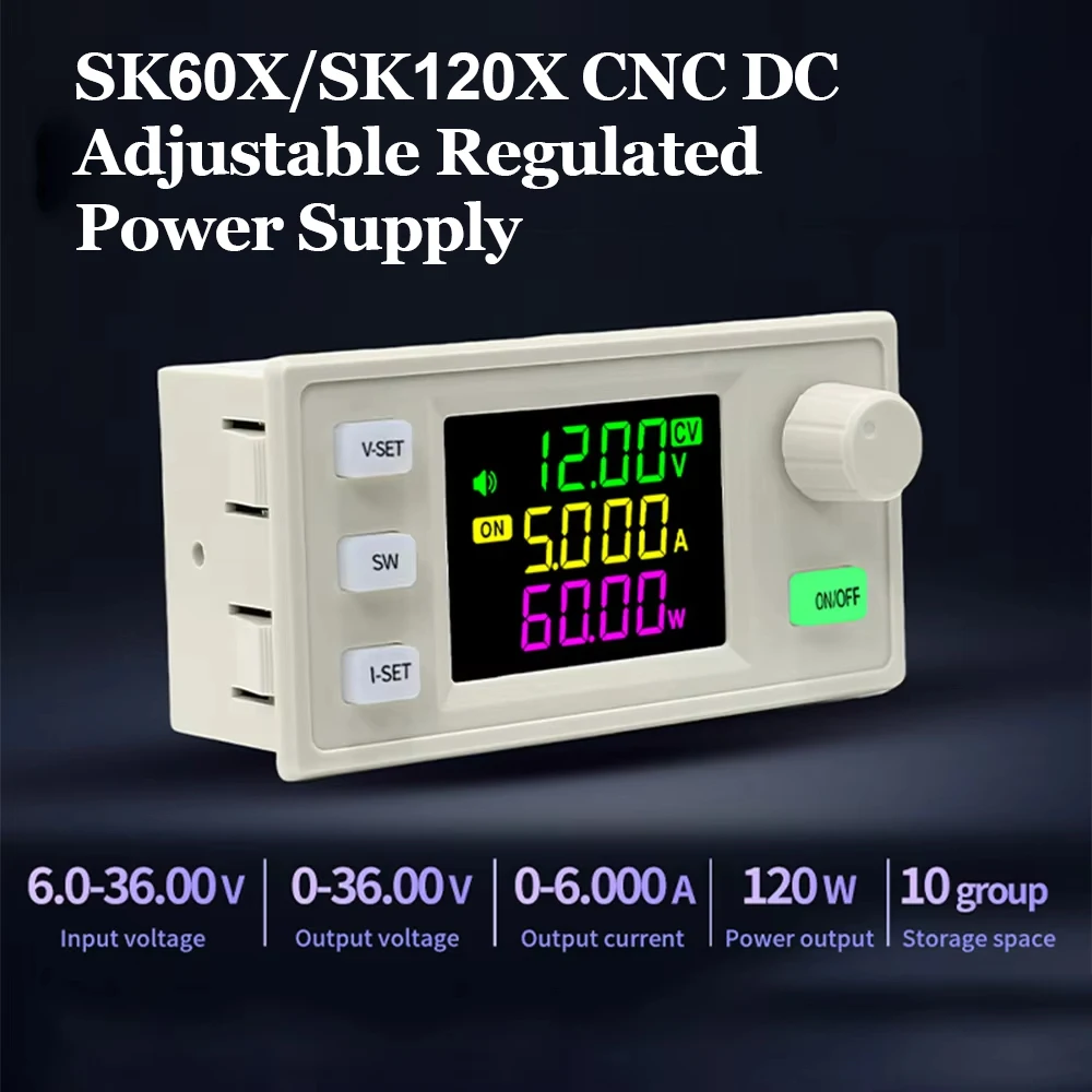 

SK60X/SK120X CNC DC Adjustable Regulated Power Supply Power Module CV CC 120W Solar Charging Module Boost Buck Converter