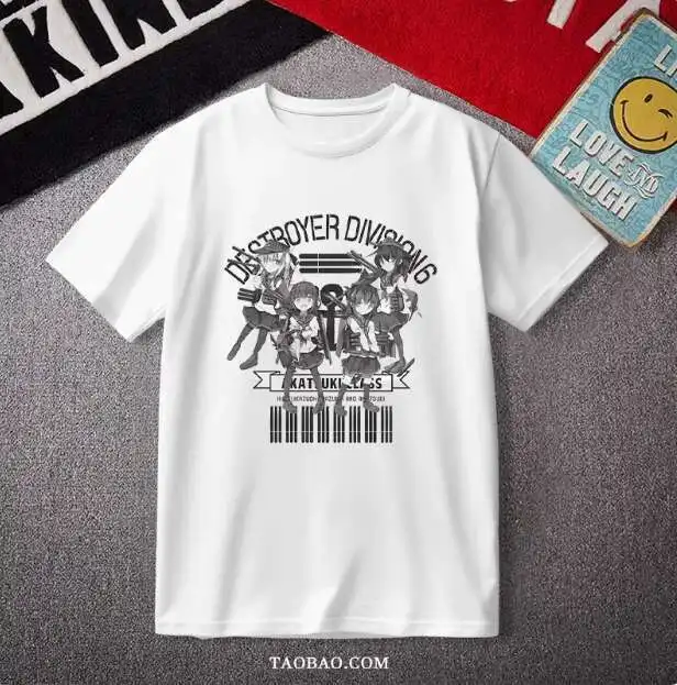 

Anime Kancolle Hibiki Short Sleeve T-Shirt Summer Cosplay Costume Casual Student Loose Tops anime