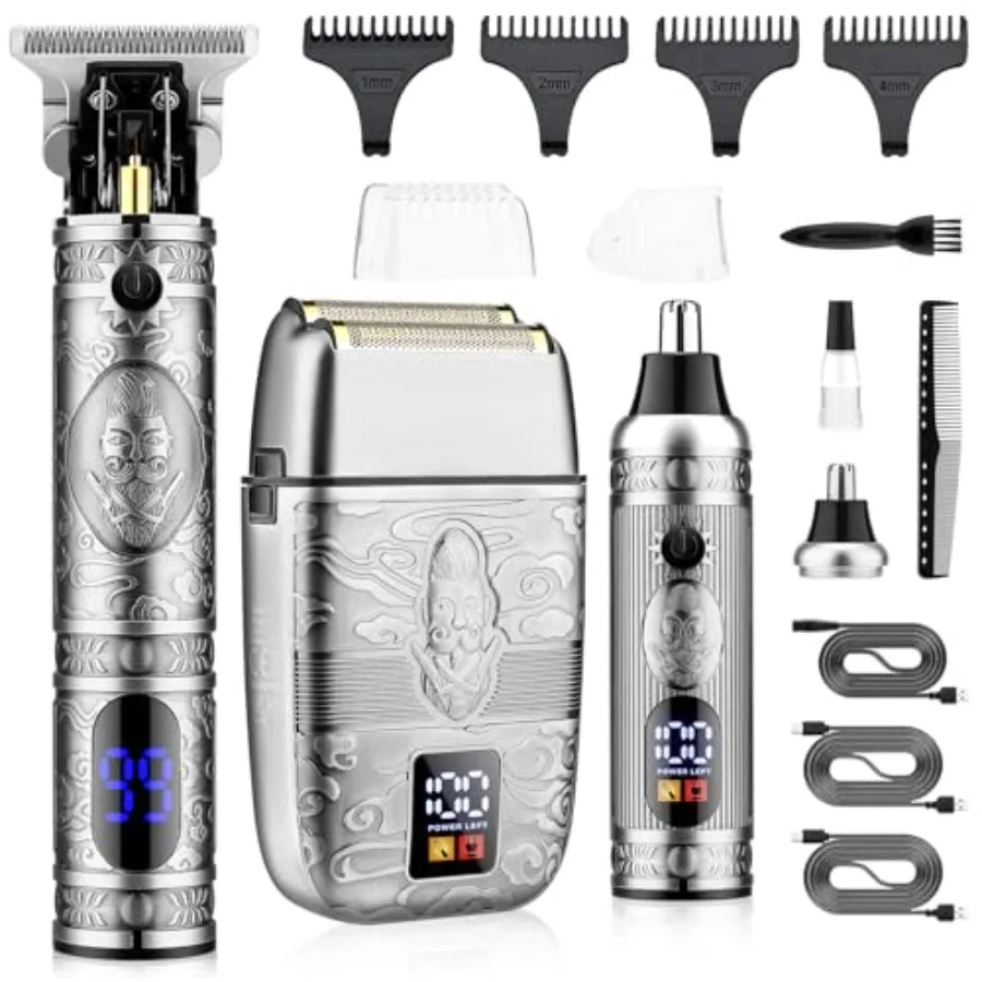 

Professional Hair Trimmer Hair Clippers for Men Nose Hair Trimmer Shaver Set Cordless T-Blade Beard Trimmer Barber Clippers Ele