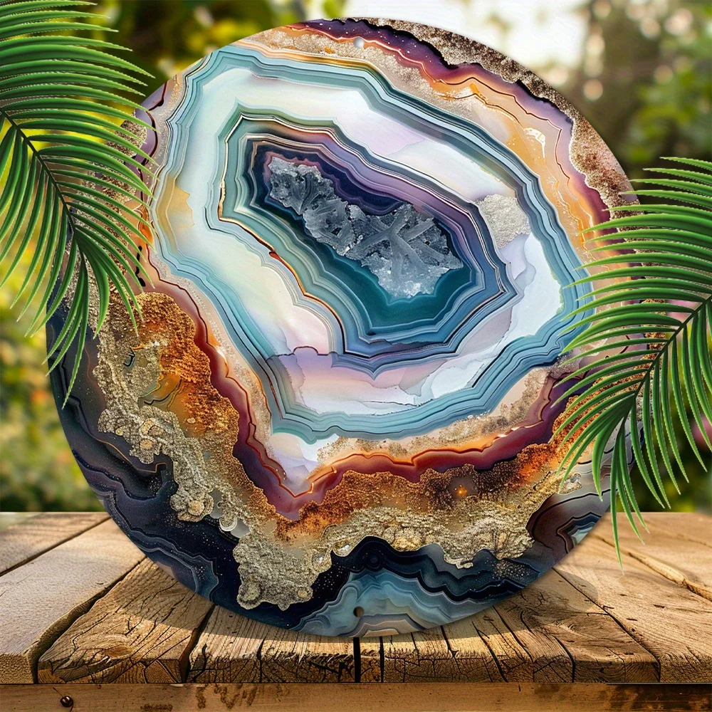 2D Colorful Agate Round  Wooden Disc Patterned Home Decor Ideal Hanging Living Rooms Bedrooms Hotels Restaurants Artworks Gifts