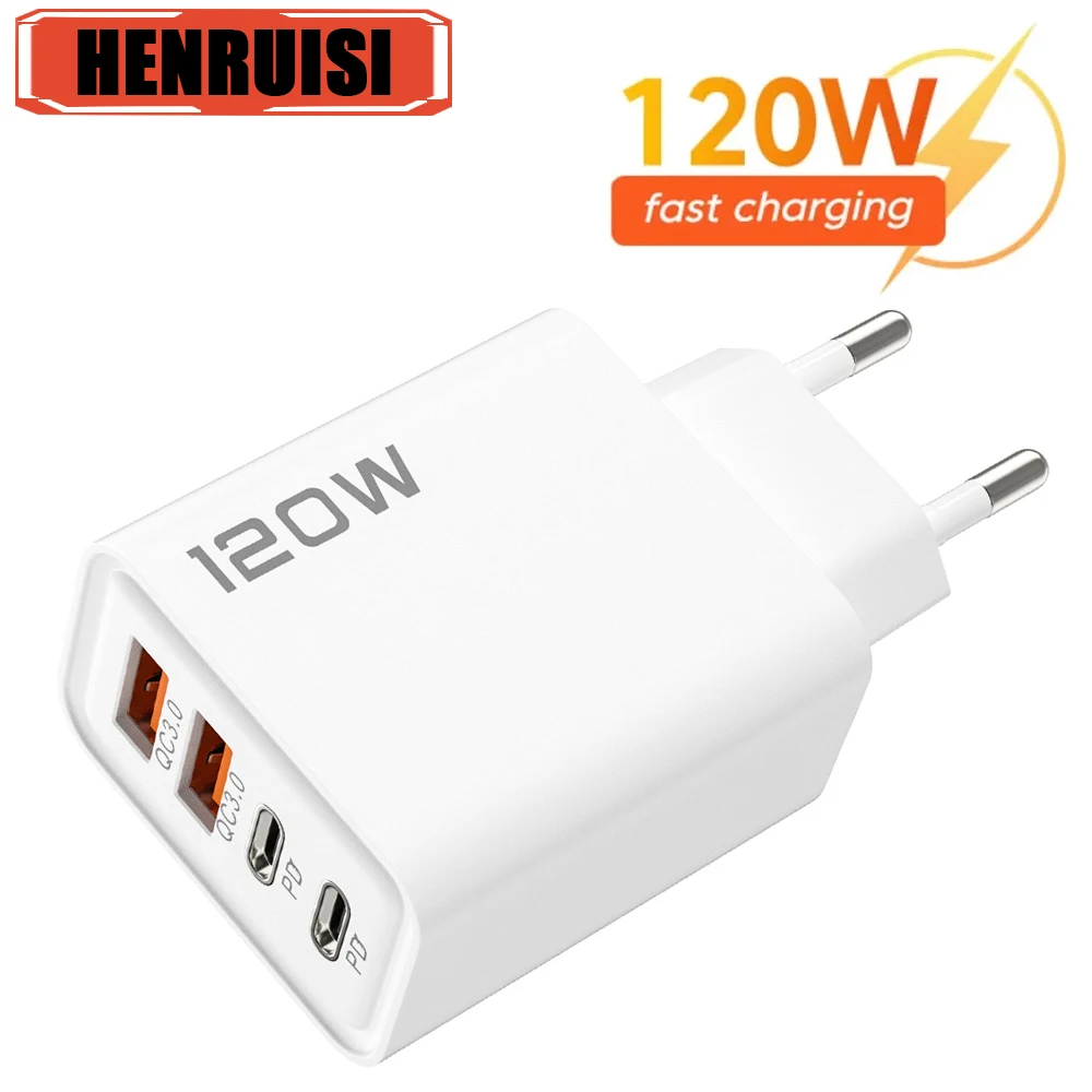 120W PD USB Charger Type C Fast Charging Mobile Phone Adapter For iPhone Samsung Xiaomi Quick Charge 3.0 EU/US Plug Wall Charger