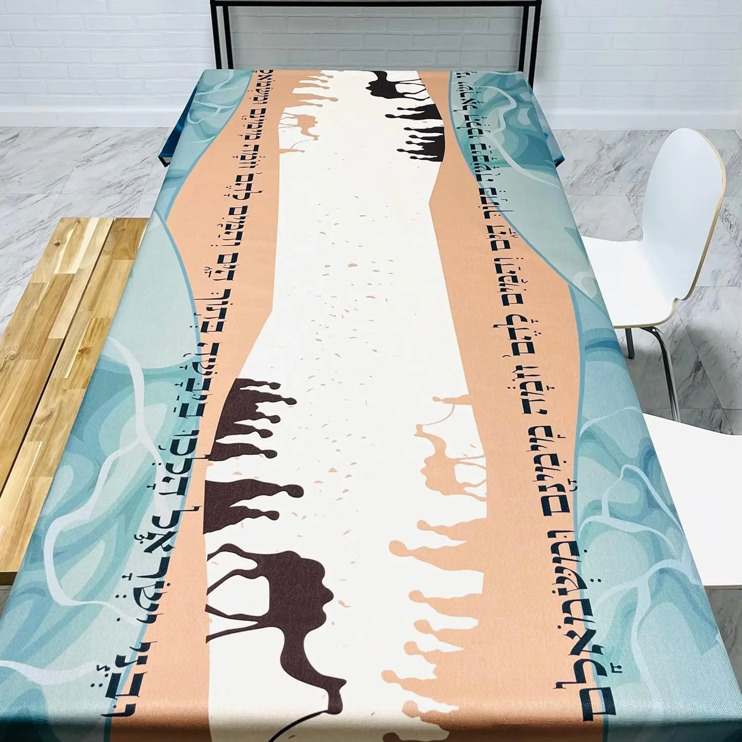 Happy Passover Waterproof Tablecloth Holiday Table Decor Pesach Seder Jewish Hebrew Rectangle Tablecloth Holiday Party Decor