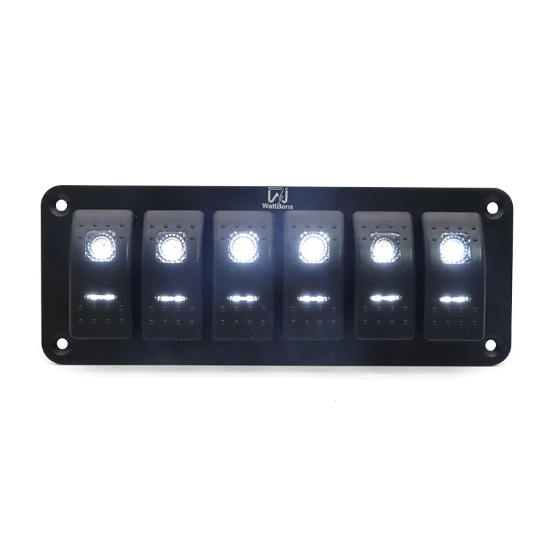 6 Gang Switch Panel Marine 5 Pin 12V 24V ON OFF Switch Pre-Wire Automotive Boat RV ATV Car LED Rocker Switch Panel Waterproof