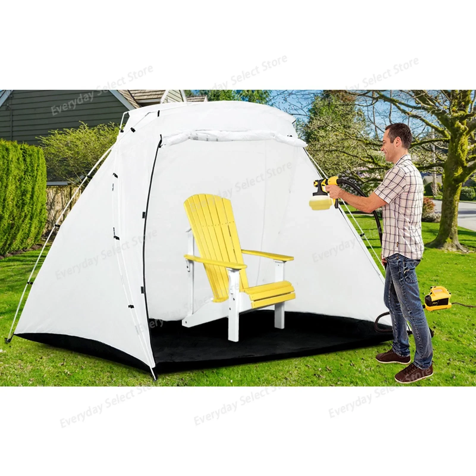 Wind‑Proof Portable Spray‑Paint‑Shelter Kit Hook‑Fitted Instrument with Built‑In Floor‑Mesh for Furniture‑Painting Spraying Work