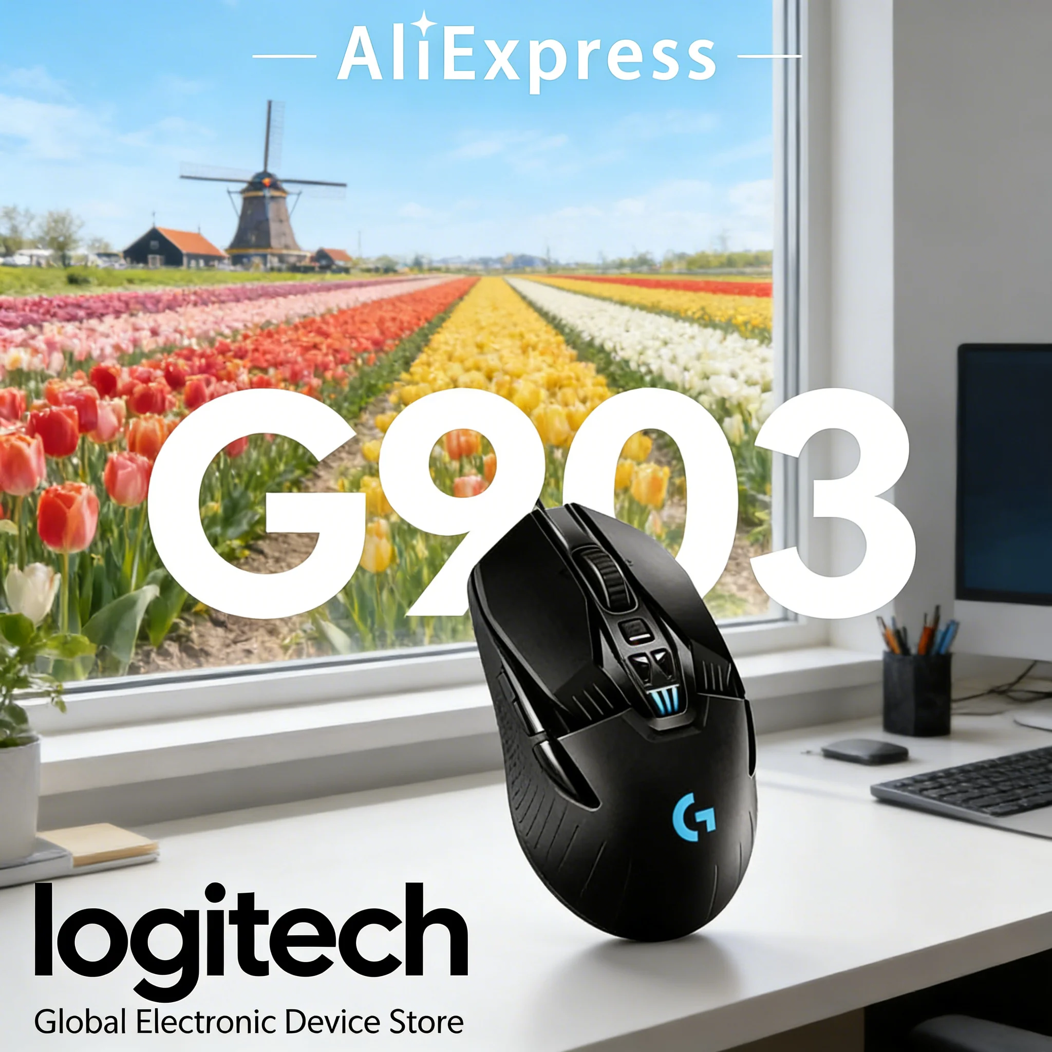 

Logitech G903 LIGHTSPEED Wireless Gaming Mouse HERO 25K Sensor RGB Lighting 180-Hour Battery PowerPlay Compatible for Esports