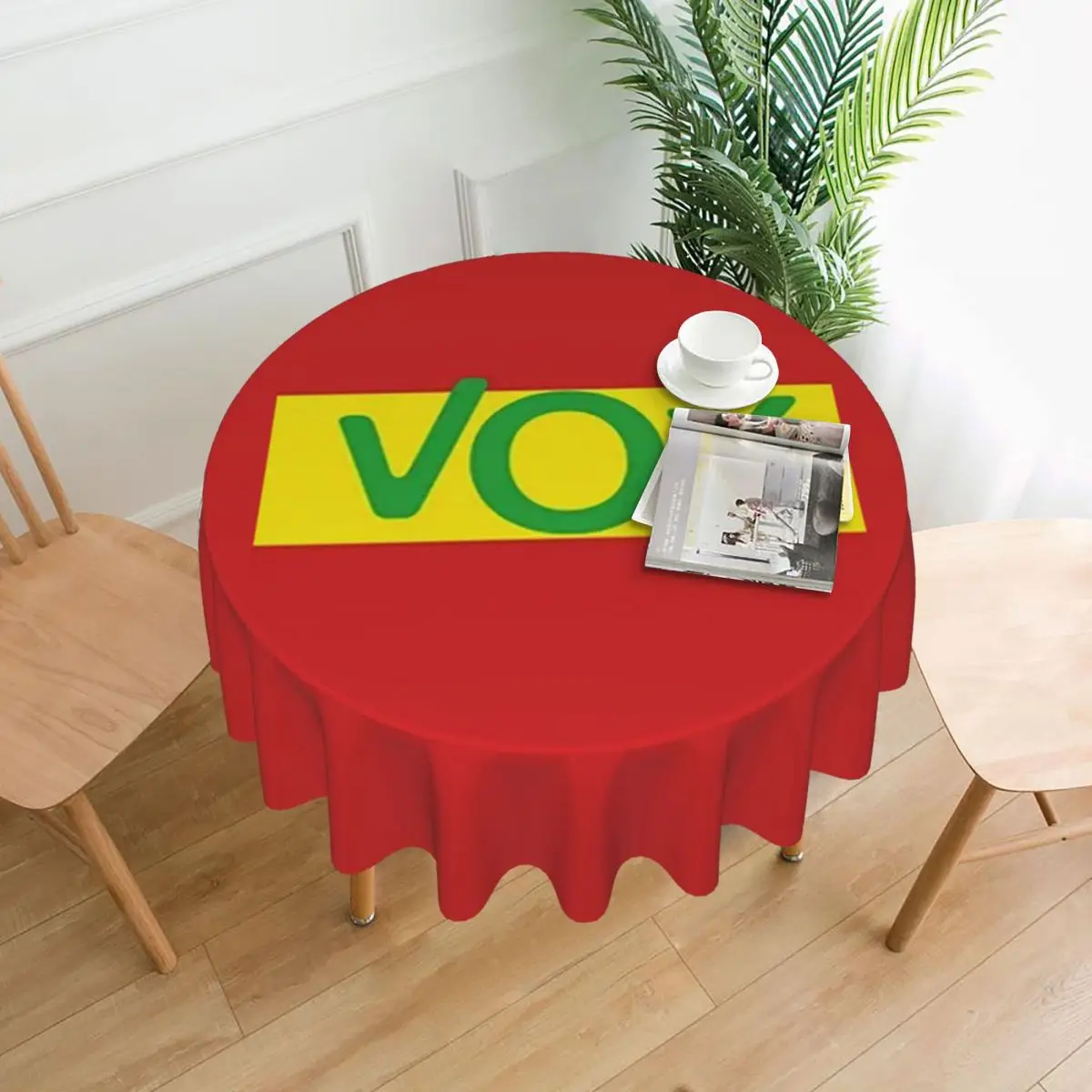 Espana Vox Logo España Fiesta Política español impermeable mantel redondo mantel a prueba de aceite para cocina cubierta de mesa de comedor