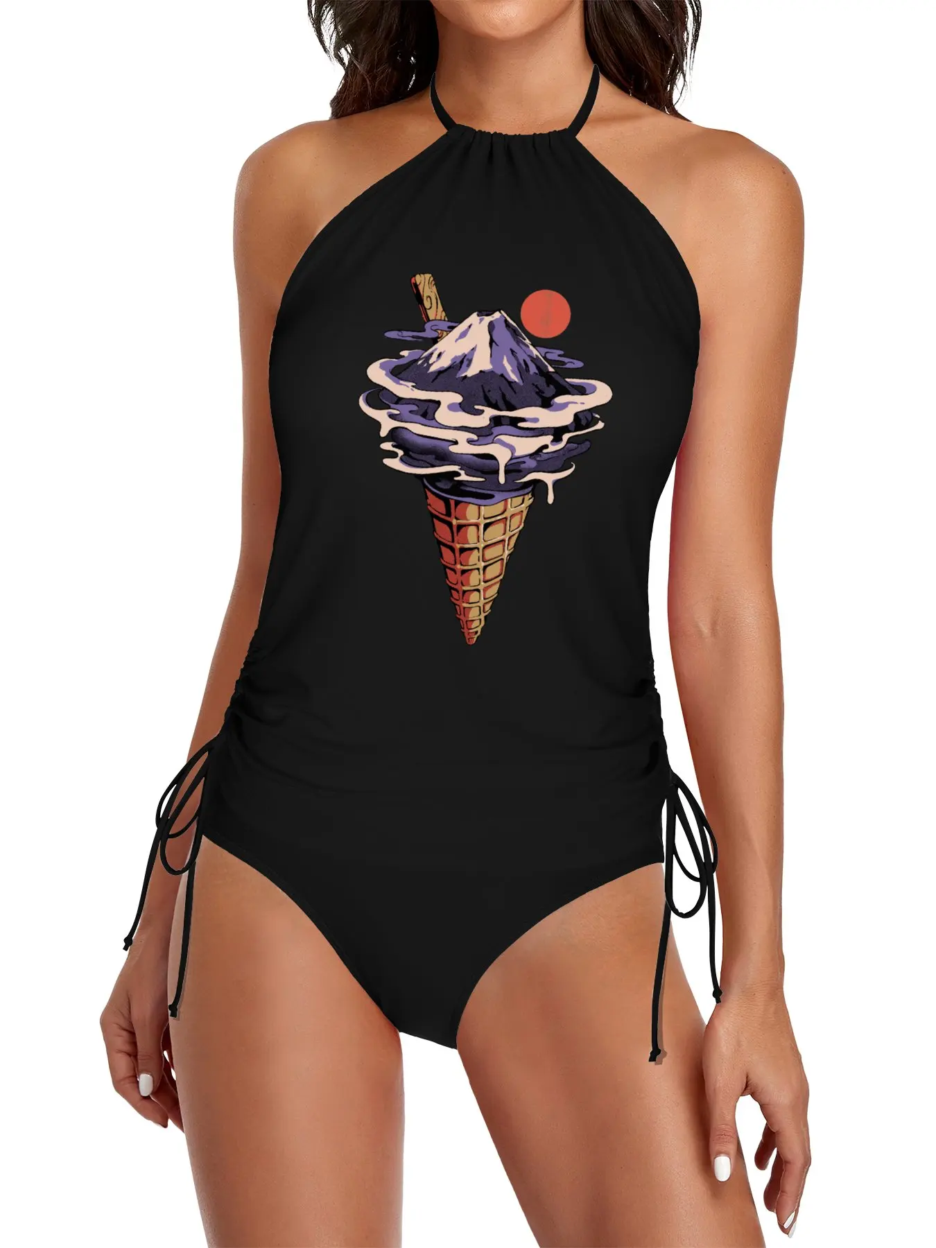 

Fuji Flavor Split Swimsuit Set Women beachwear cute bikini Swimsuits