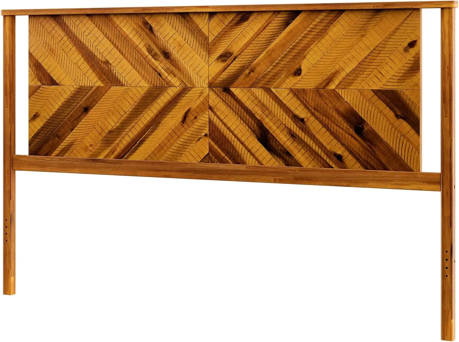 King Size Headboard Only, Scandinavian Rustic Design in Solid Acacia Wood, Simple Assembly, Rustic Golden Brown Finish