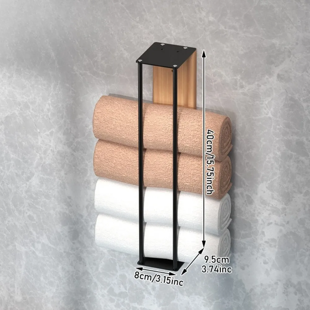 Wall Mounted Towel Rack for Bathroom, Decorative Towel Hanging Rack, No Drilling Required, Roll Towel Storage
