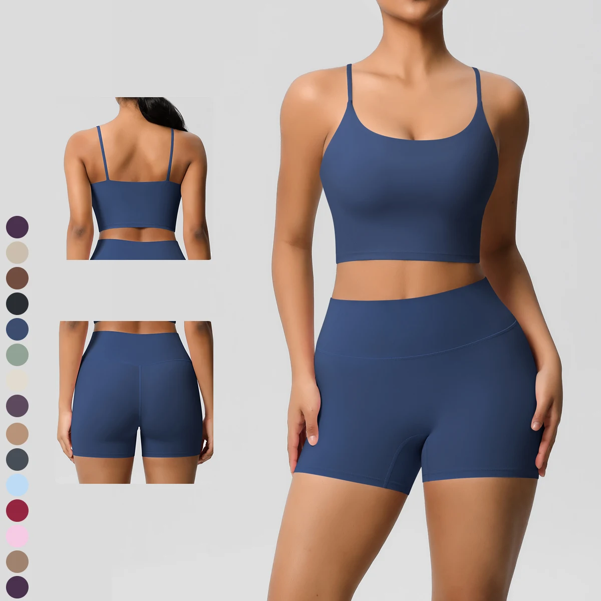2-Piece Yoga Clothes for Women 2pcs Patchwork Sport Yoga Suit with Quick-Drying Yoga Bra and Cycling Workout Gym Shorts
