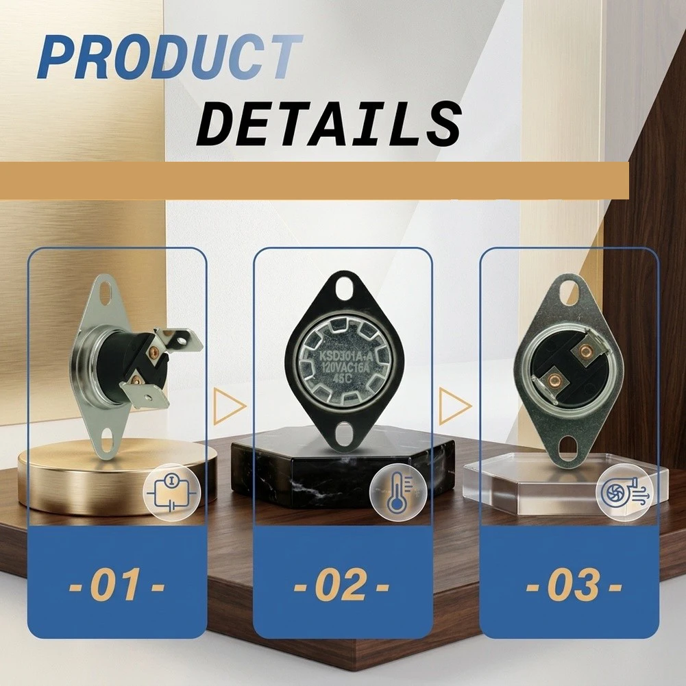 2pcs Normally Open F115-25F Fireplace Blower Thermostats 115 Degree ON 90 Degree-Off Automatic Temperature Control