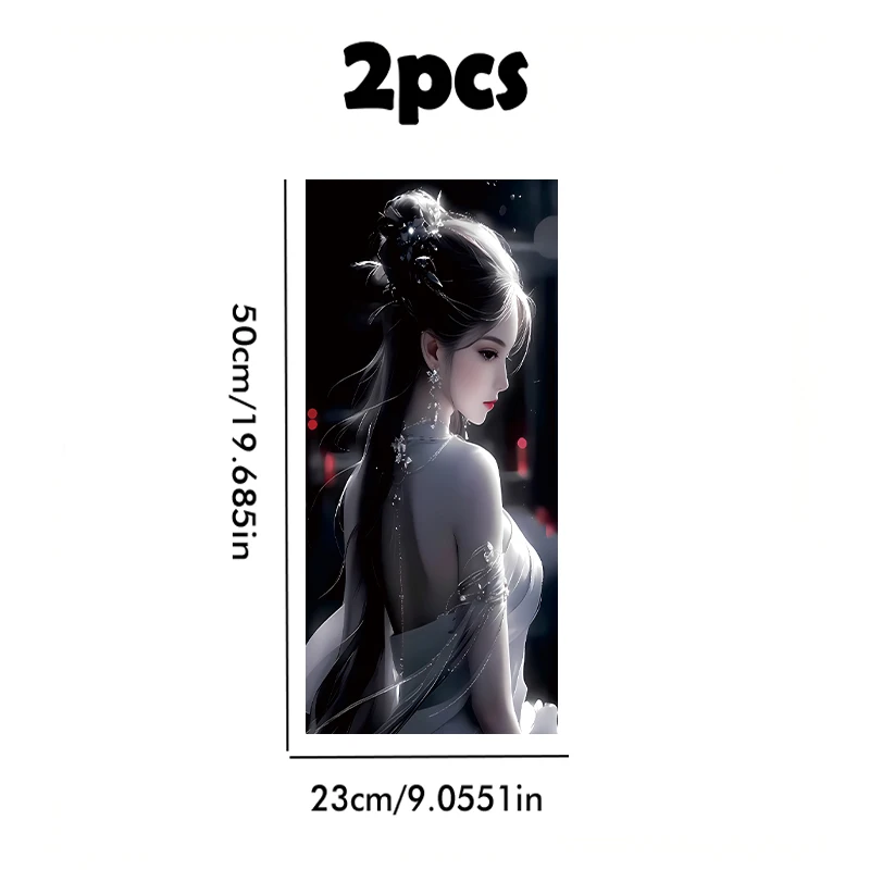 2 pieces of automotive B-pillar stickers Ancient-style Woman Smooth material protection film with anti-scratch properties
