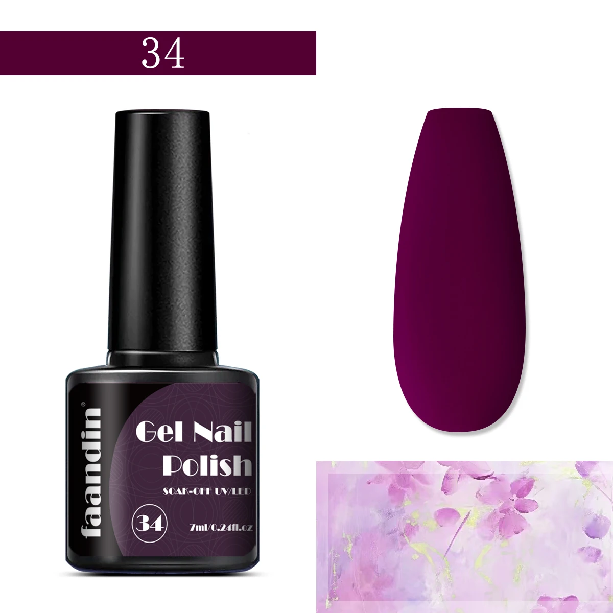 Faandin 7 ml * 1 bouteille, vernis à ongles gel de couleur unie, gel de vernis à ongles sélectionné série violette, séchage rapide, couleurs nobles et élégantes, sans alcool, couleur complète, pas facile à décolorer, peut être appliqué à la maison, article essentiel pour les dames à la mode, les sociétés et sociétés