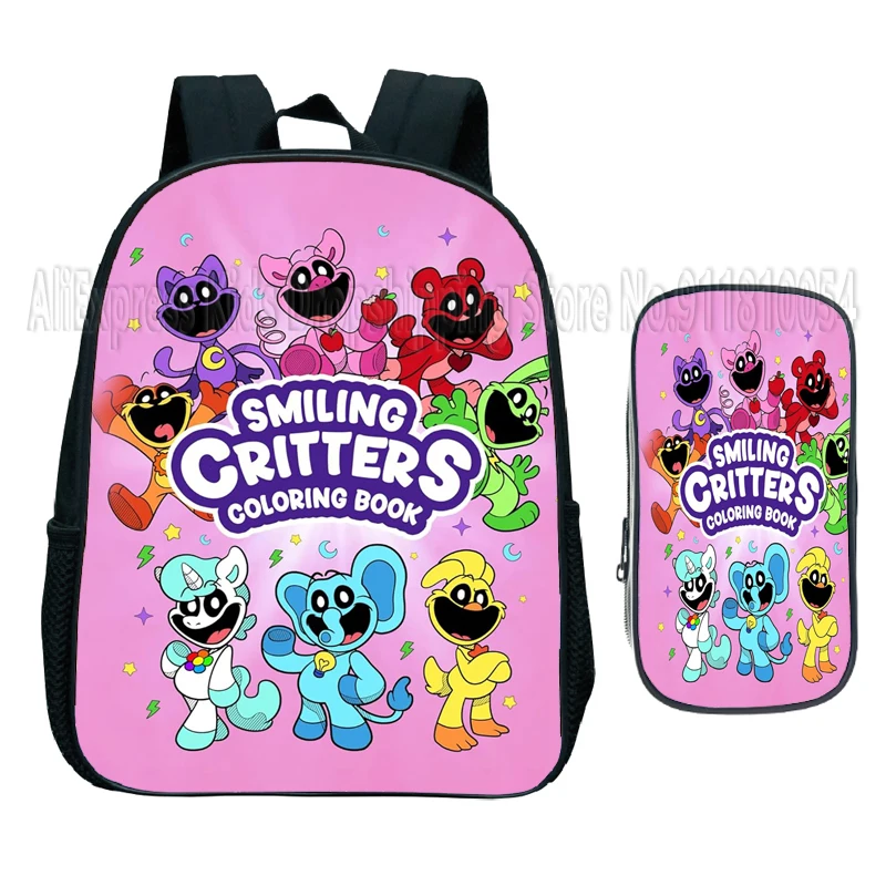 Smiling Critter Kids Schoolbag for Toddler 2pcs Set Cartoon Catnap Dogday Children\'s Kindergarten Backpacks Book Bags Boys Girls