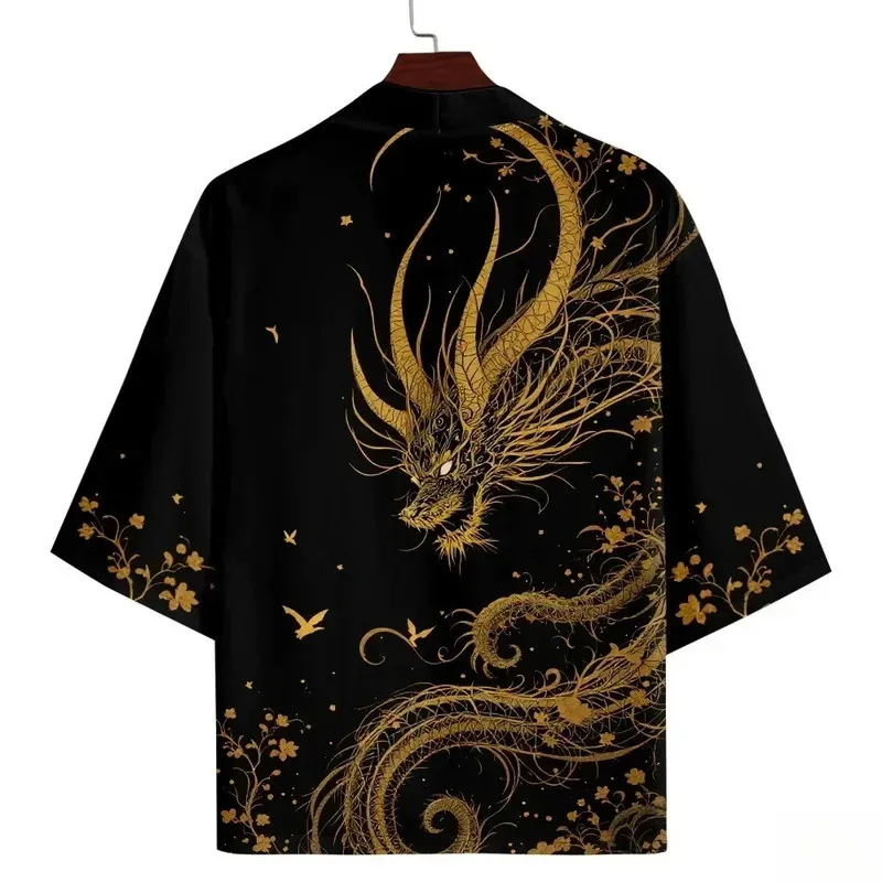 جديد شعبي اليابانية التقليدية الساموراي كيمونو أنيمي التنين نمط مطبوعة موضة مفتوحة سترة العصرية كيمونو #3