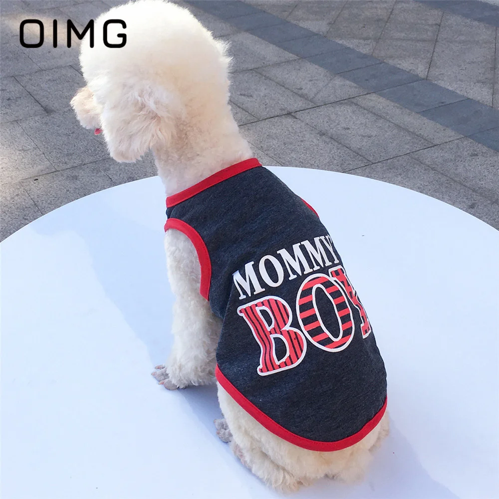 

OIMG New Pet Dog Sports Garment Round Neck Puppy T-Shirts Teddy Bichon French Bulldog Piping Cotton Small Dogs Printed Vest