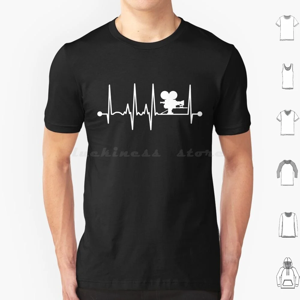 Movie Camera Heartbeat T Shirt Men Women Kids 6xl Movie Movies Cinema Director Film Films Camera Cameraman Movie Set Filmmaker