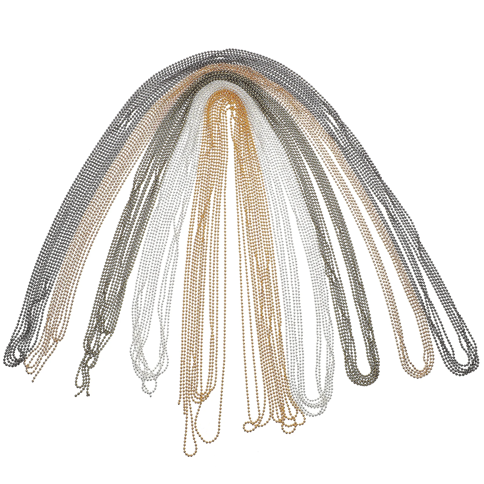 

5Pcs Metal Ball Chain Sturdy Bead Link Pull Chains Adjustable Expansion Fan Chain Extender Necklace Keychain Bead String DIY