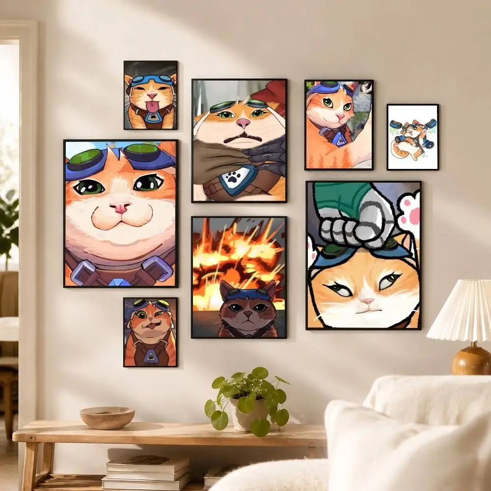 Pop Game Overwatch Fan Jetpack Cat Poster Waterproof Wall Art Sticker For Bar Living Room Vintage Decor High Quality Print Gift