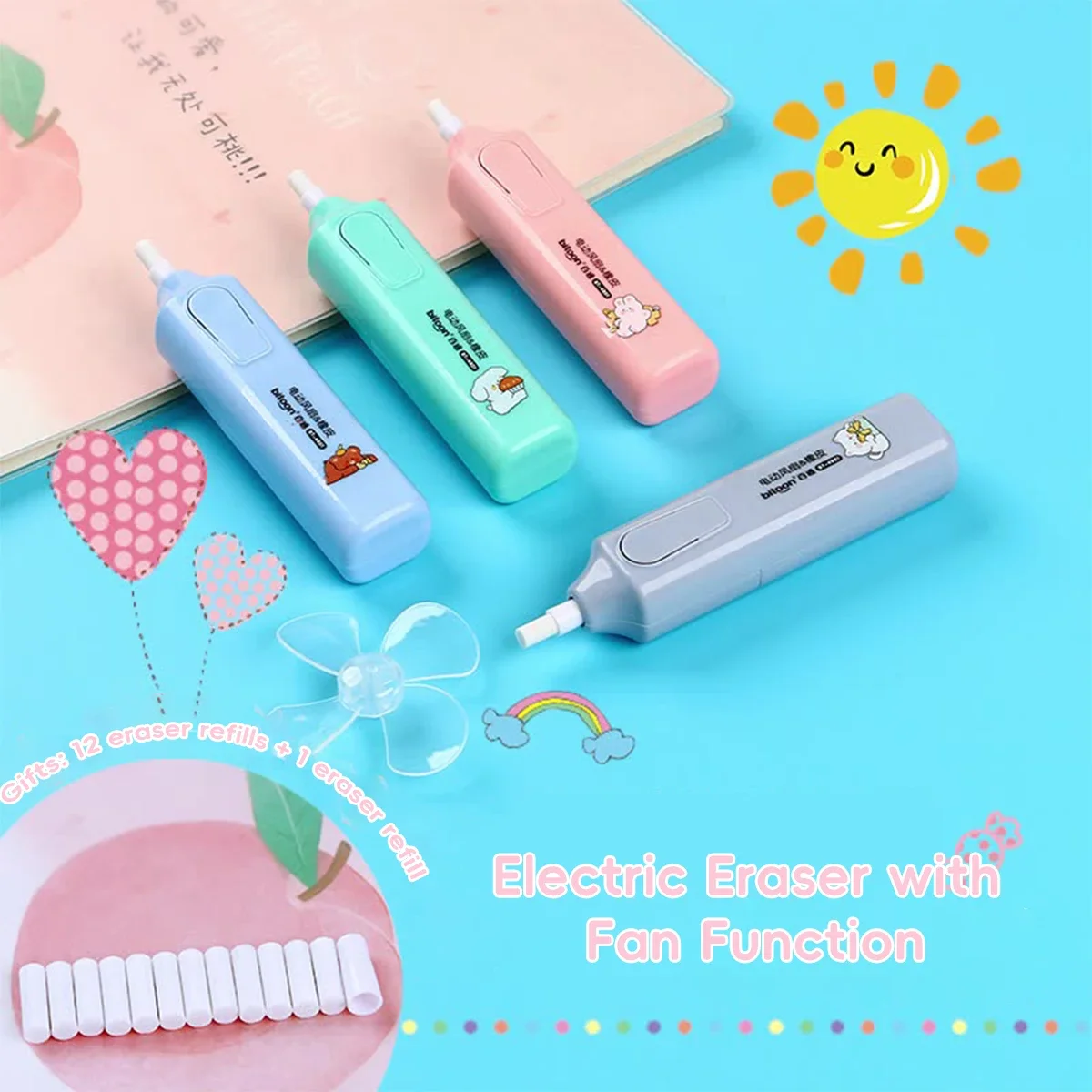Cooling Summer Electric Pencil Eraser Cordless Battery Power