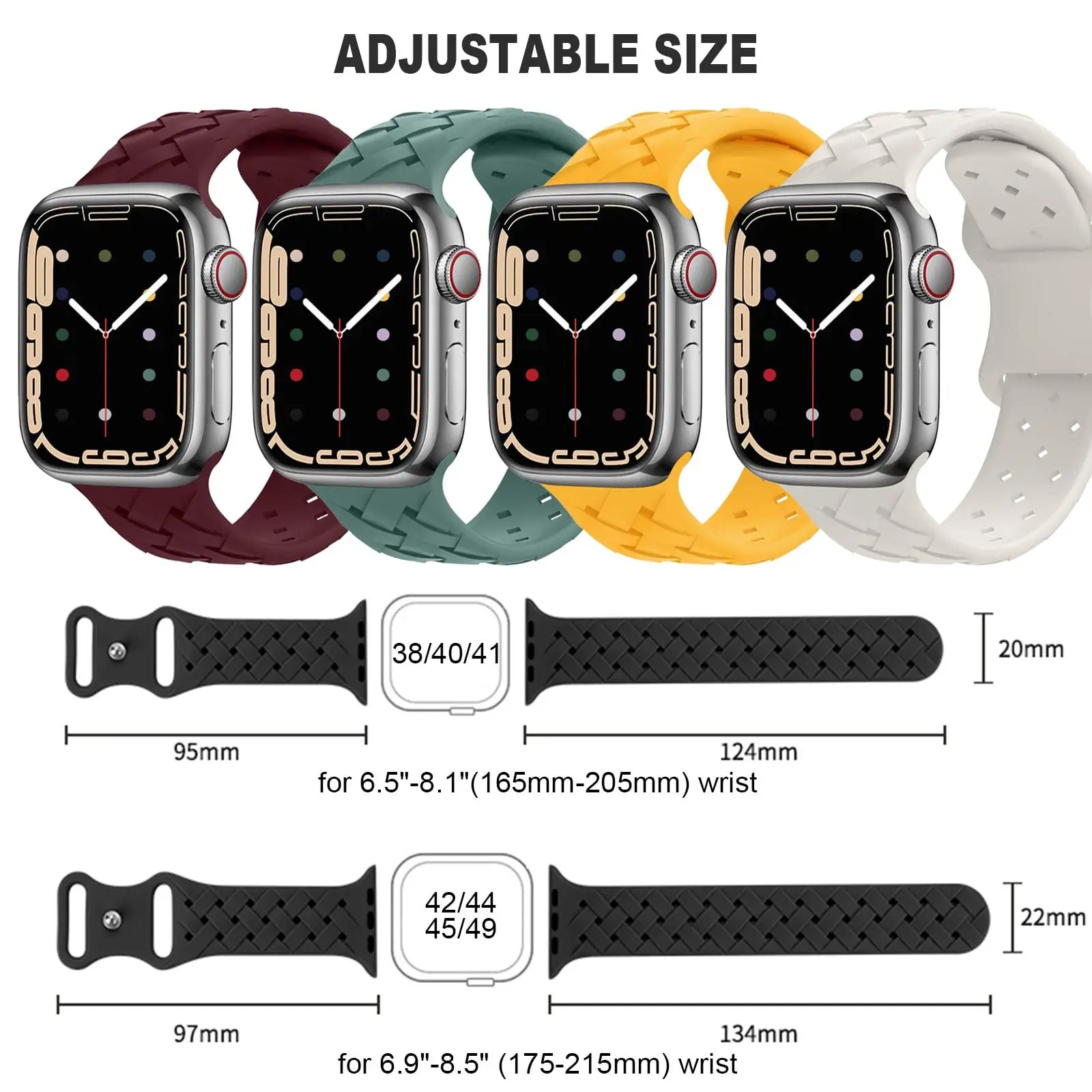 Tali silikon kepang untuk jam tangan Apple, tali silikon olahraga untuk jam tangan Apple, ukuran 45mm, 44mm, 40mm, 49mm, 41mm, gelang bersirkulasi udara, iwatch seri 9 8 7, 6 se ultra 2