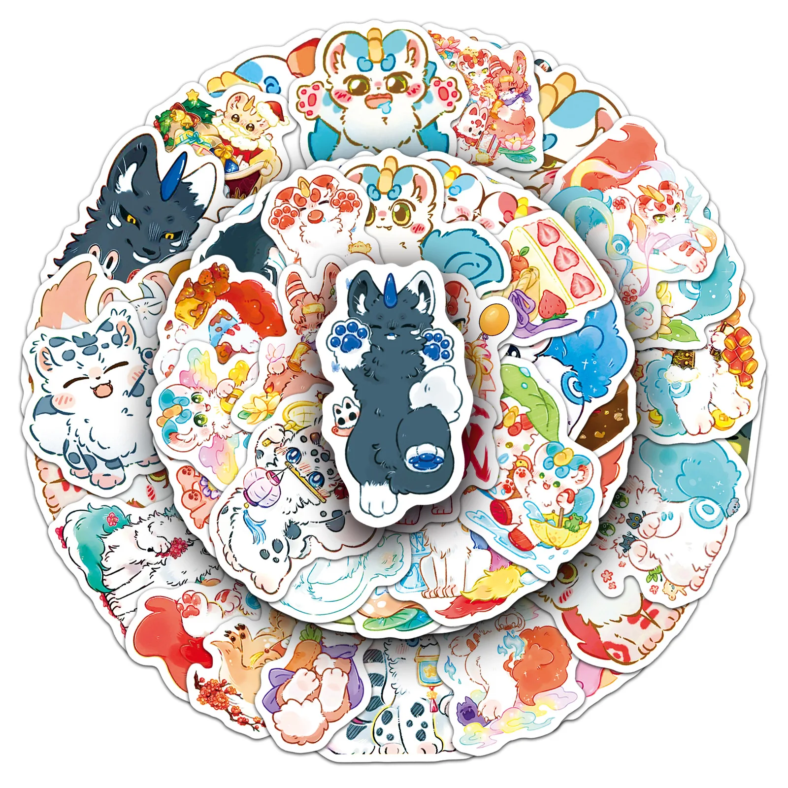 10/50PCS Fabulous Beasts Animation Stickers Cartoon Chinese Mythology Comics Graffiti Decoration Notebook Mobile Guitar Decals