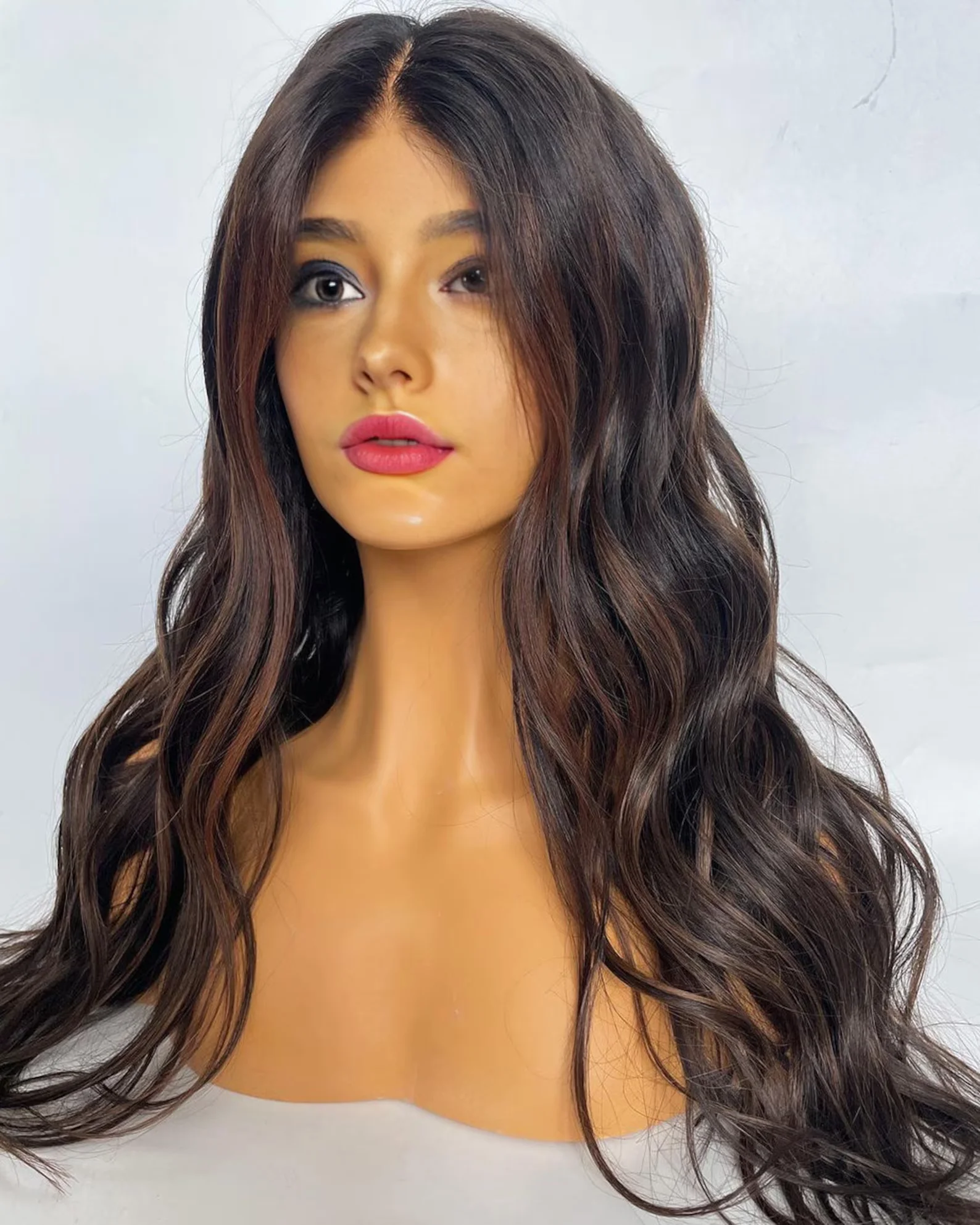 28Inch Body Wave Highlight Brown 5x5 Silk Base Long Glueless Jewish Human Hair Wig Baby Hair HD Lace European Hair Preplucked