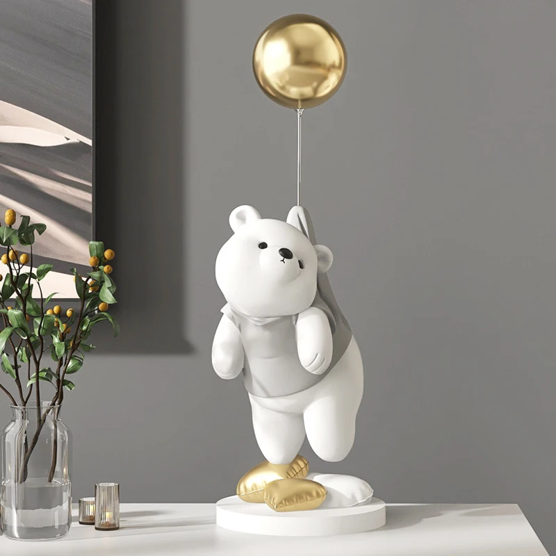 

GETCRAFTS Home Decor Balloon Bear Statues Living Room Decoration Animal Figurine Modern Desk Cartoon Sculptures Nordic Art Gifts